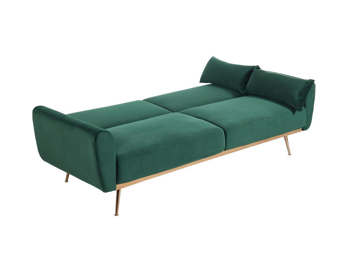 Vente-unique Schlafsofa Klappsofa 3Sitzer Samt Tannengrün LAUNEI  