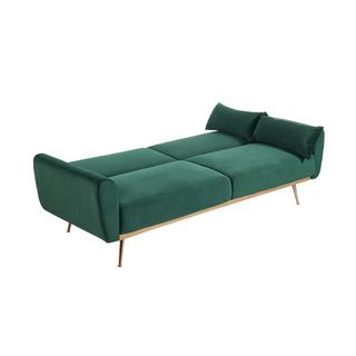 Vente-unique Schlafsofa Klappsofa 3Sitzer Samt Tannengrün LAUNEI  