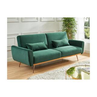 Vente-unique Schlafsofa Klappsofa 3Sitzer Samt Tannengrün LAUNEI  