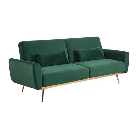 Vente-unique Schlafsofa Klappsofa 3Sitzer Samt Tannengrün LAUNEI  