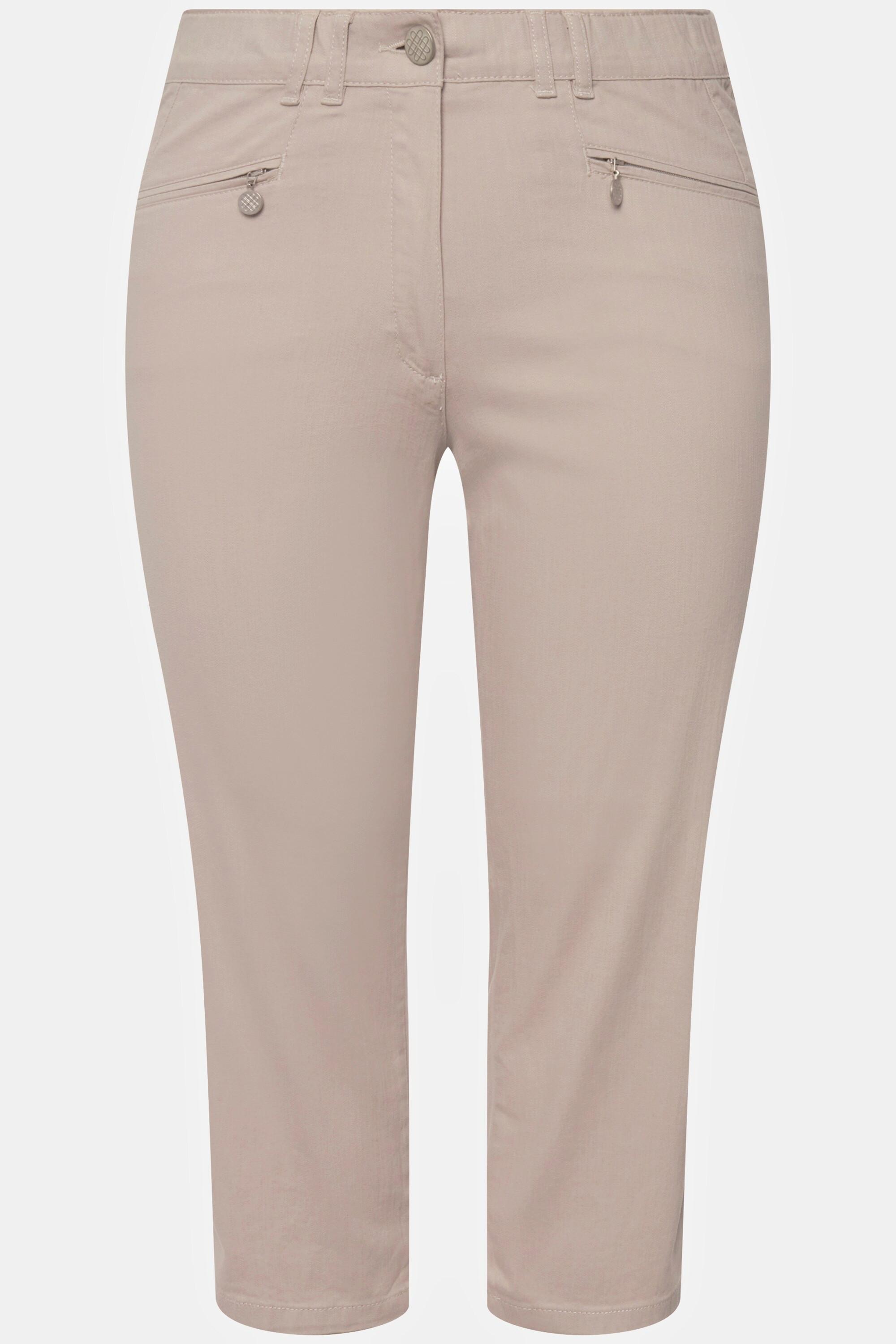 Ulla Popken  Pantalon Mony, longueur au mollet. Poches zippées et tissu stretch 