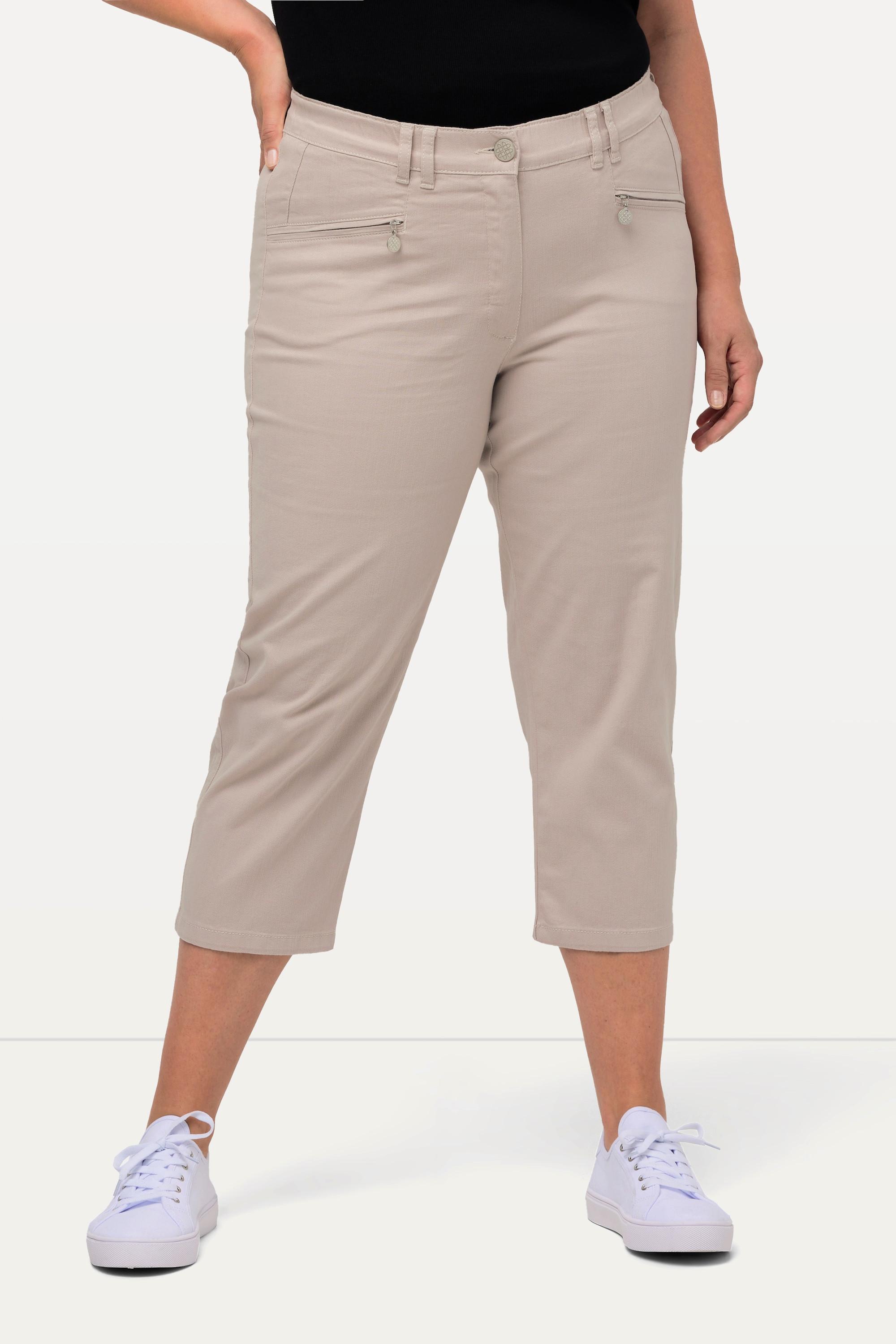 Ulla Popken  Pantalon Mony, longueur au mollet. Poches zippées et tissu stretch 