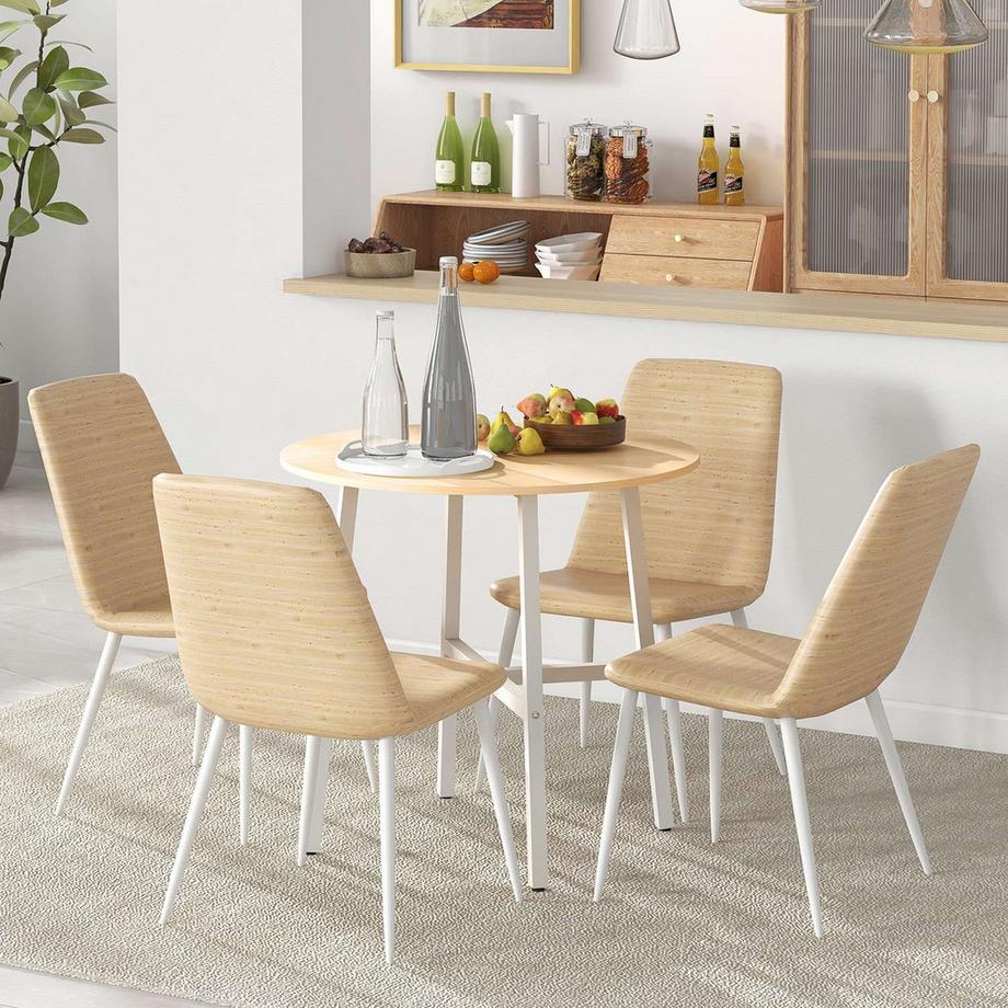 Northio Tavolo da pranzo, tavolo da cucina per 4 persone, tavolo da soggiorno moderno in acciaio e legno naturale, 80x80x76 cm per sala da pranzo e cucina  