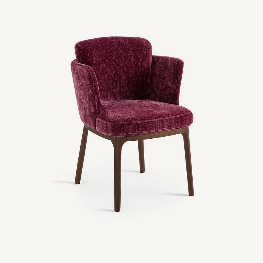 Tischsessel mit Walnussfuss und Samt