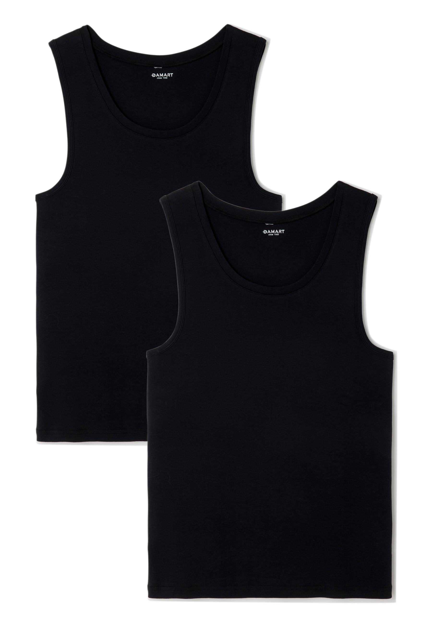 Image of 2er-pack Achselshirts Essential Aus Reiner Gekämmter Baumwolle. Unisex Schwarz S