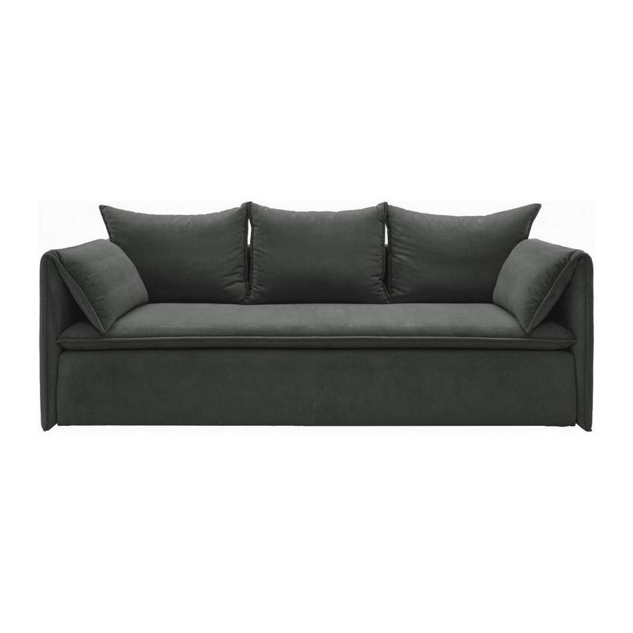 Vente-unique Sofa 3-Sitzer - Mit Schlaffunktion - Cord - Anthrazitgrau - TEODORA  