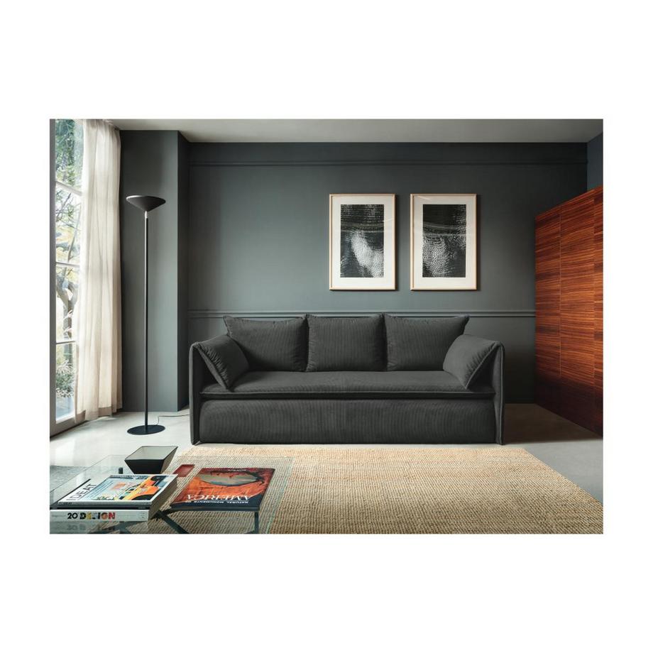Vente-unique Sofa 3-Sitzer - Mit Schlaffunktion - Cord - Anthrazitgrau - TEODORA  