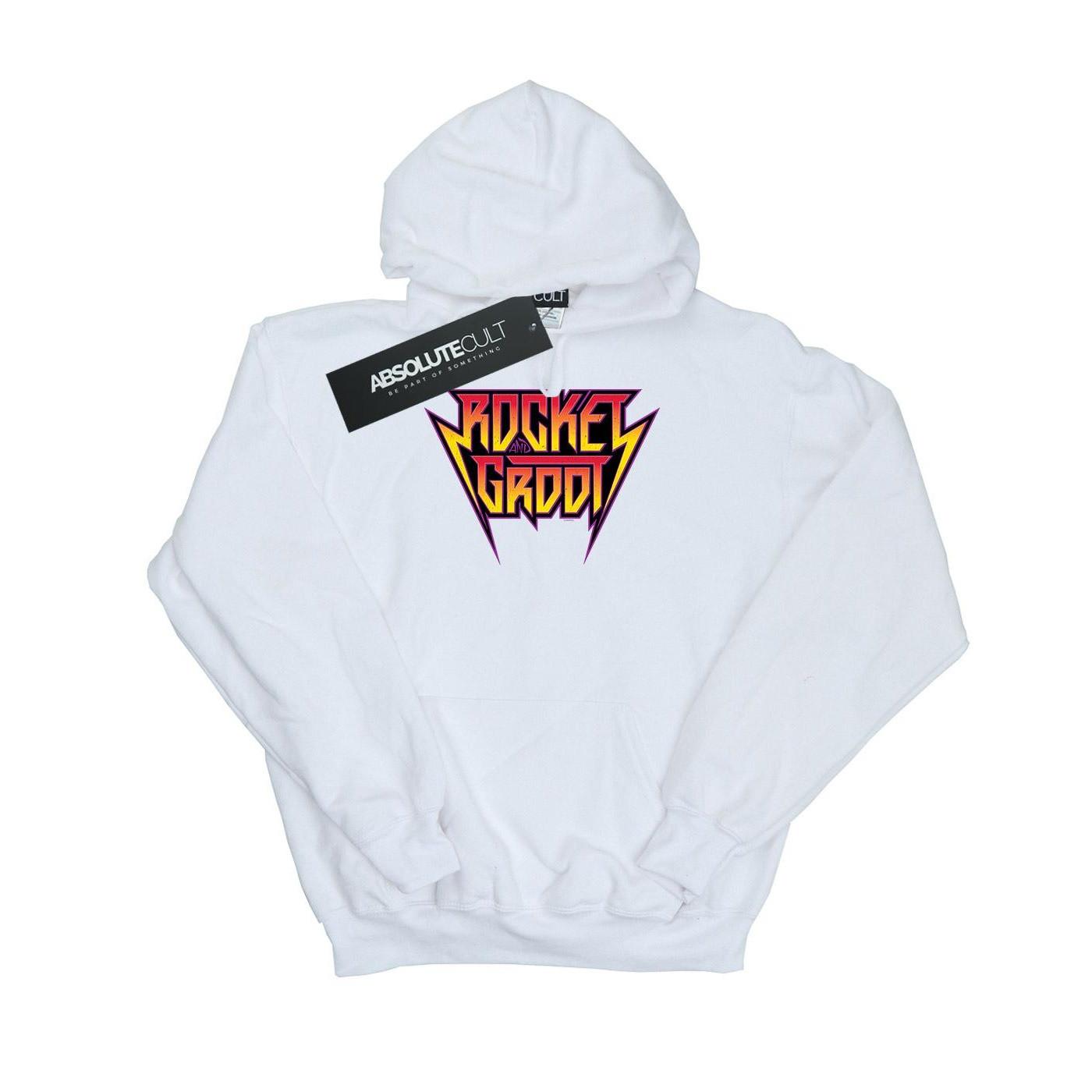 Image of Guardians Of The Galaxy Vol. 2 Rocket And Groot Metal Logo Kapuzenpullover Jungen Weiss 128
