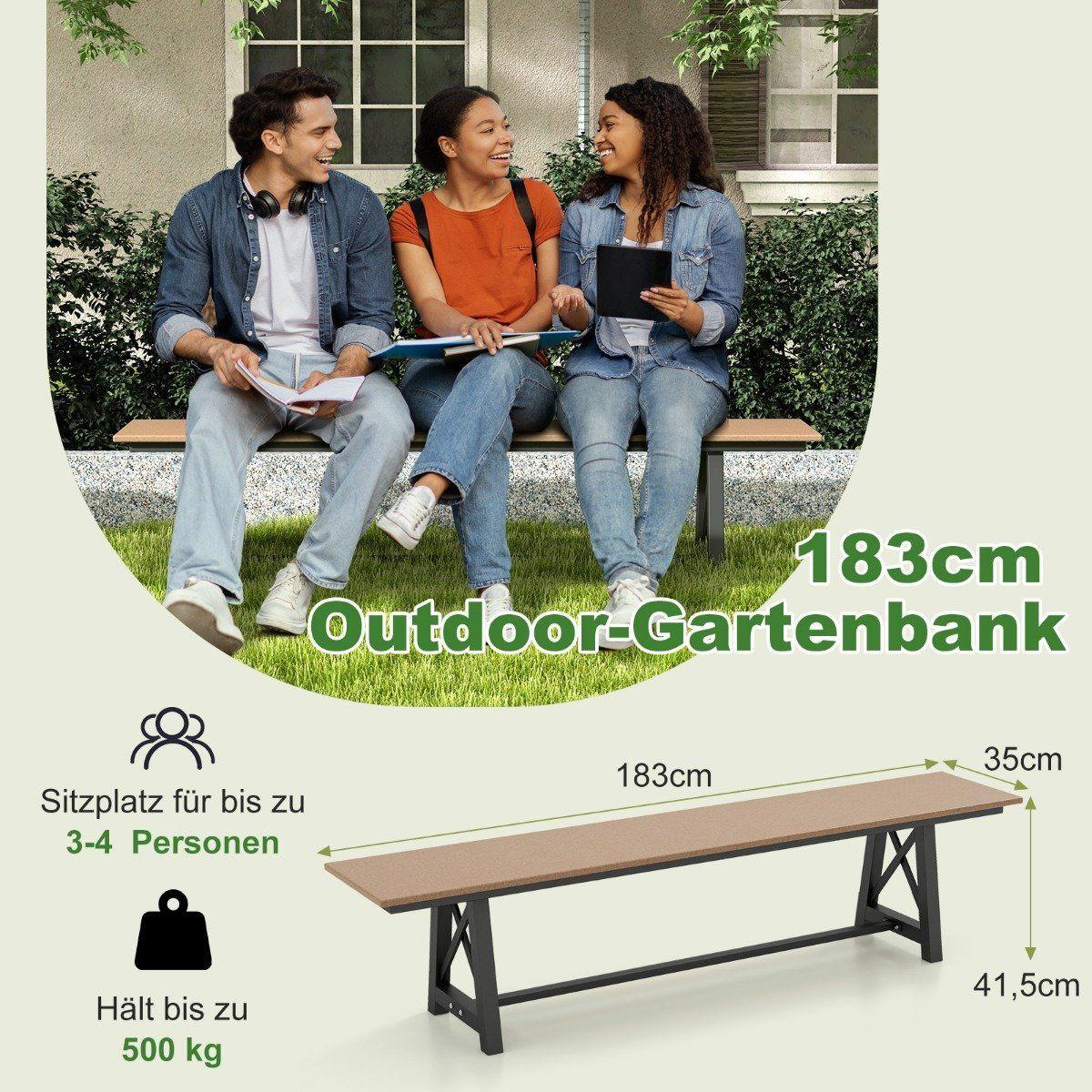 Northix Gartenbank wetterfest 3-Sitzer Sitzbank bis 500 kg belastbar 183 x 35 x 41,5 cm Braun  