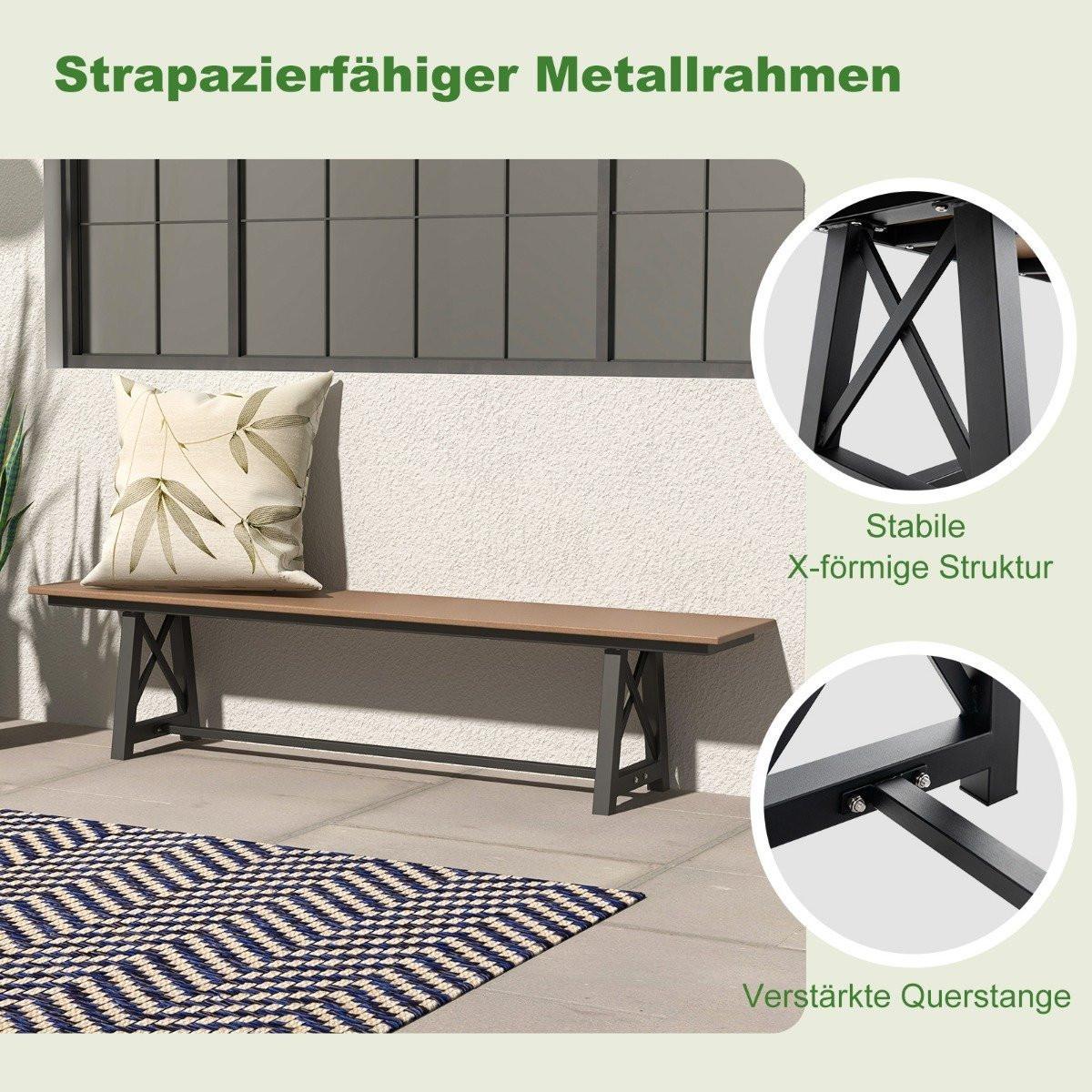 Northix Gartenbank wetterfest 3-Sitzer Sitzbank bis 500 kg belastbar 183 x 35 x 41,5 cm Braun  