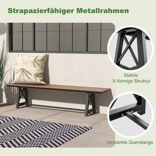Northix Gartenbank wetterfest 3-Sitzer Sitzbank bis 500 kg belastbar 183 x 35 x 41,5 cm Braun  