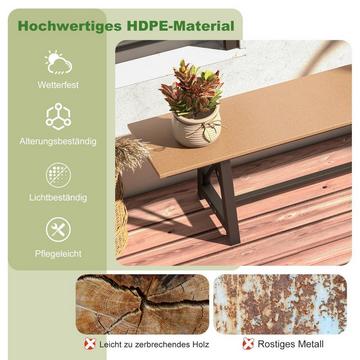 Gartenbank wetterfest 3-Sitzer Sitzbank bis 500 kg belastbar 183 x 35 x 41,5 cm Braun
