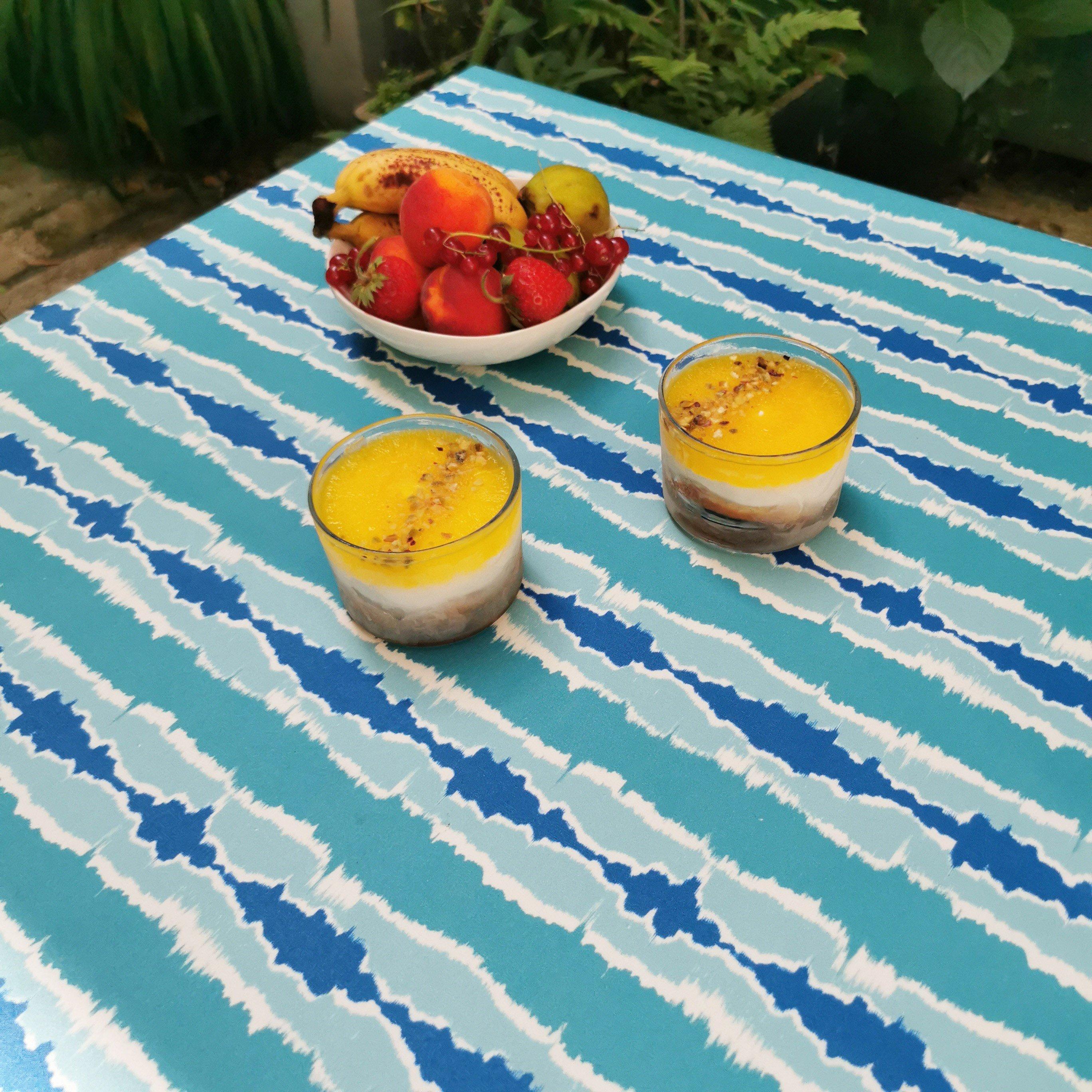 Image of Tischdecke abwaschbar rund oder ovale mit Ikat Tischdecke abwaschbar rund oder ovale mit Ikat