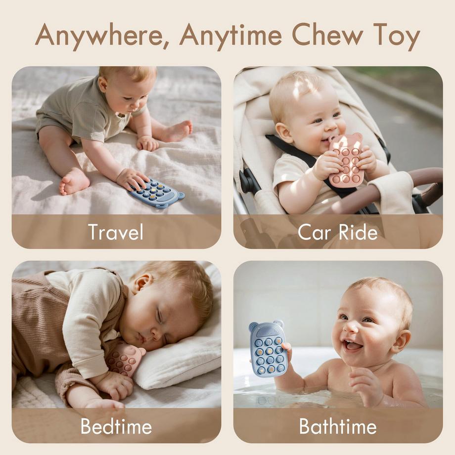 Activity-board  Baby-Beißring, Silikon-Spielzeug-Handy ab 3 Monaten 
