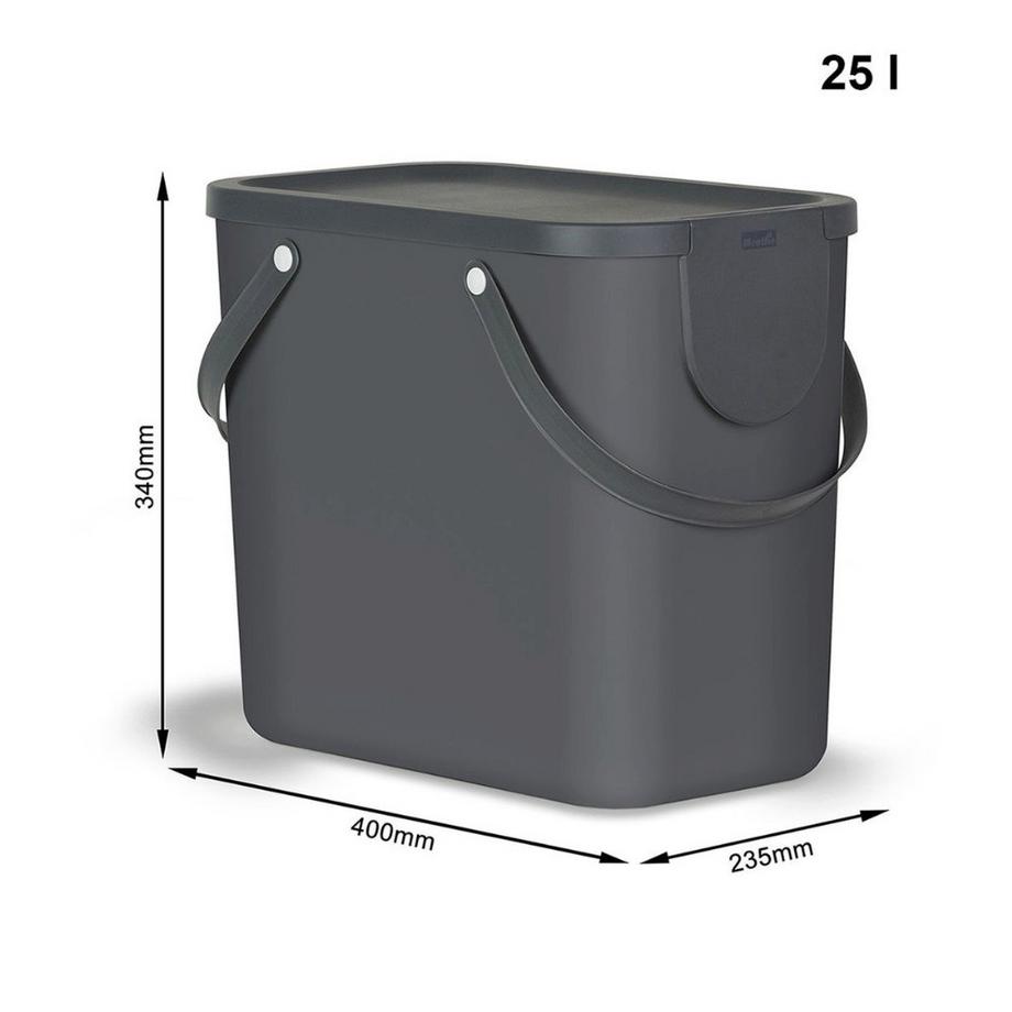 rotho 3er Set ALBULA Recycling Müllsystem 25L   Anthrazit  