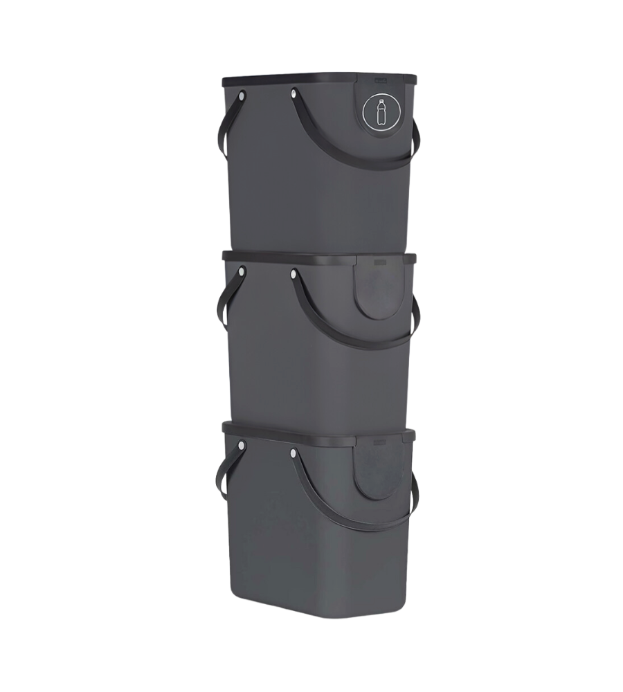 Image of 3er Set ALBULA Recycling Müllsystem 25L Anthrazit 3er Set ALBULA Recycling Müllsystem 25L Anthrazit
