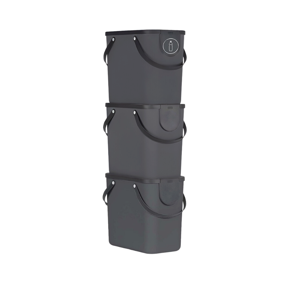 3er Set ALBULA Recycling Müllsystem 25L   Anthrazit