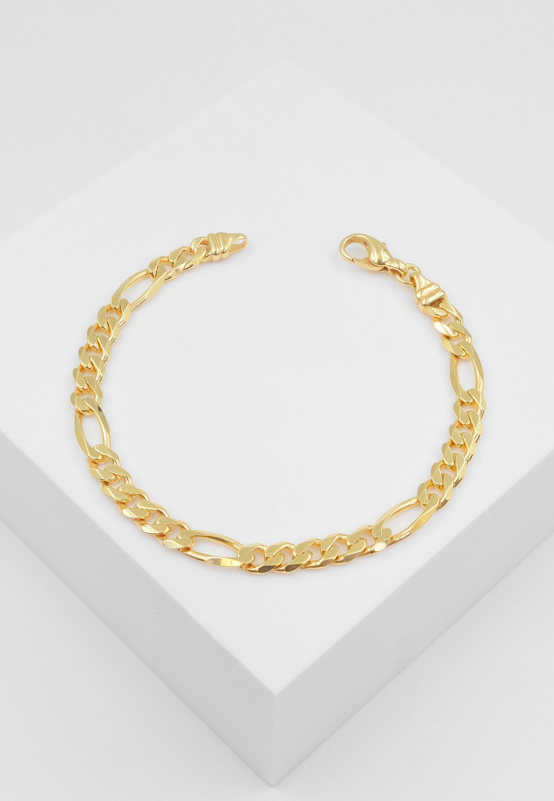 MUAU Schmuck  Bracelet Figaro Gelbgold 750, 5.2mm, 21cm 