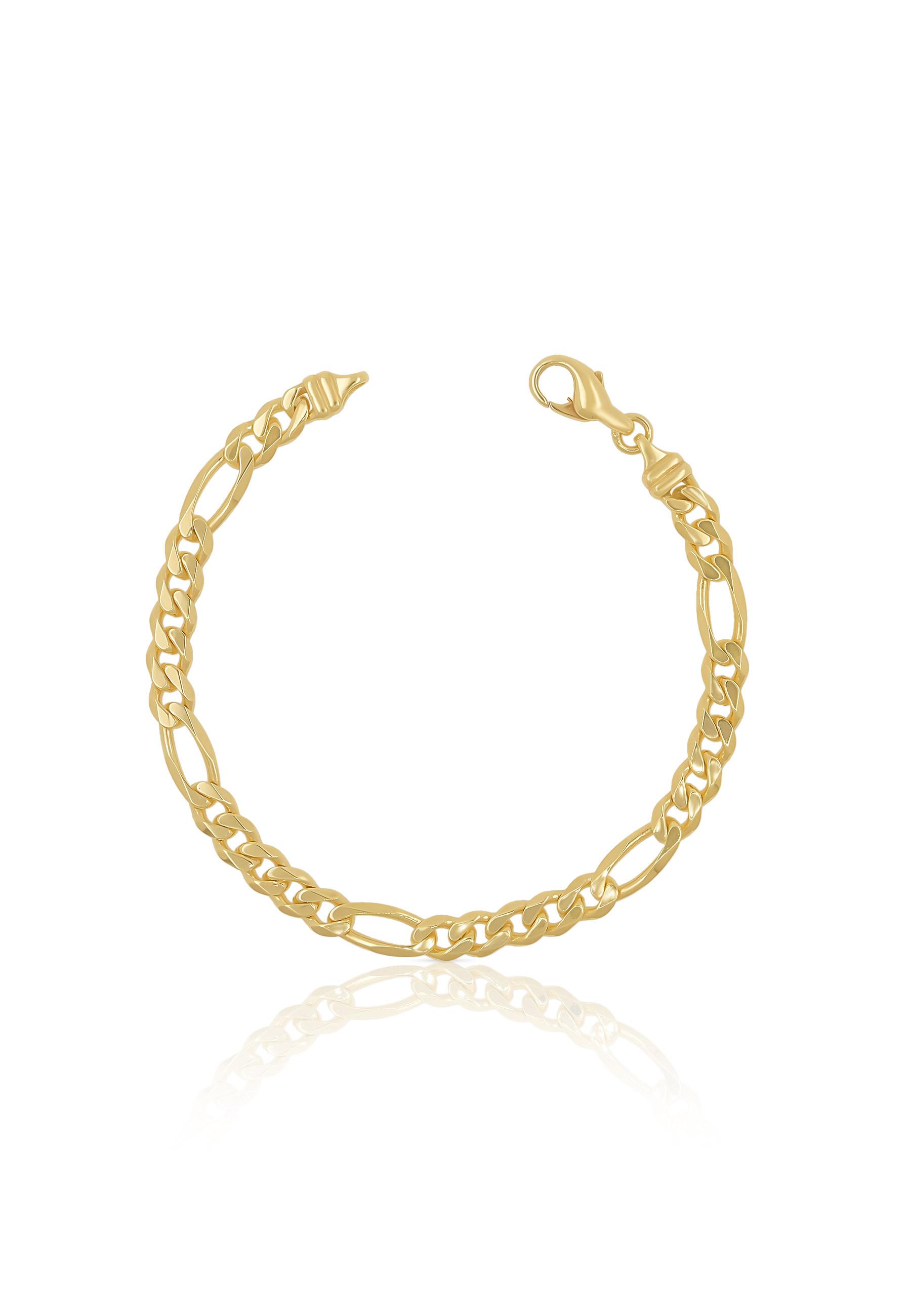 Image of Bracelet Figaro Gelbgold 750, 5.2mm, 21cm Damen Gelbgold 21cm