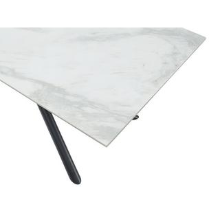 Vente-unique Tavolo da pranzo 6 coperti in Ceramica e Vetro temperato Effetto Marmo Bianco SORRENTE  