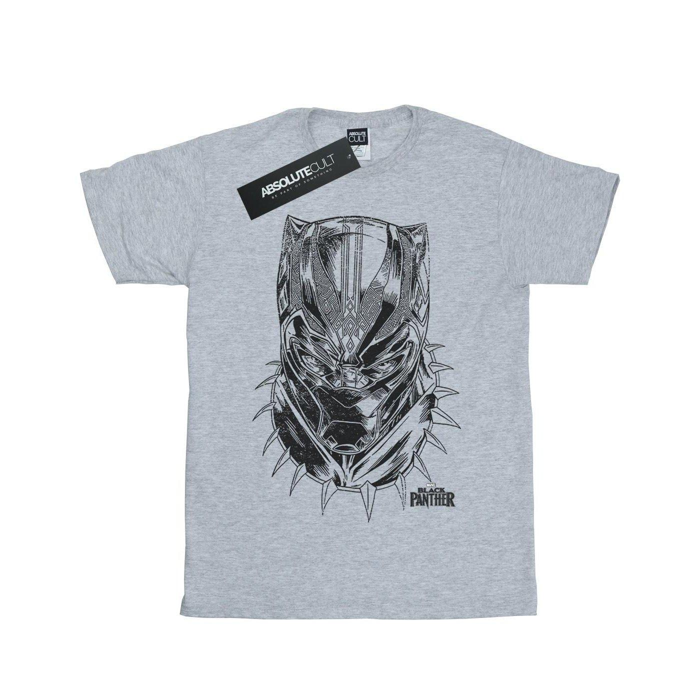 Image of Black Panther Spray Headshot Tshirt Unisex Grau 140/146