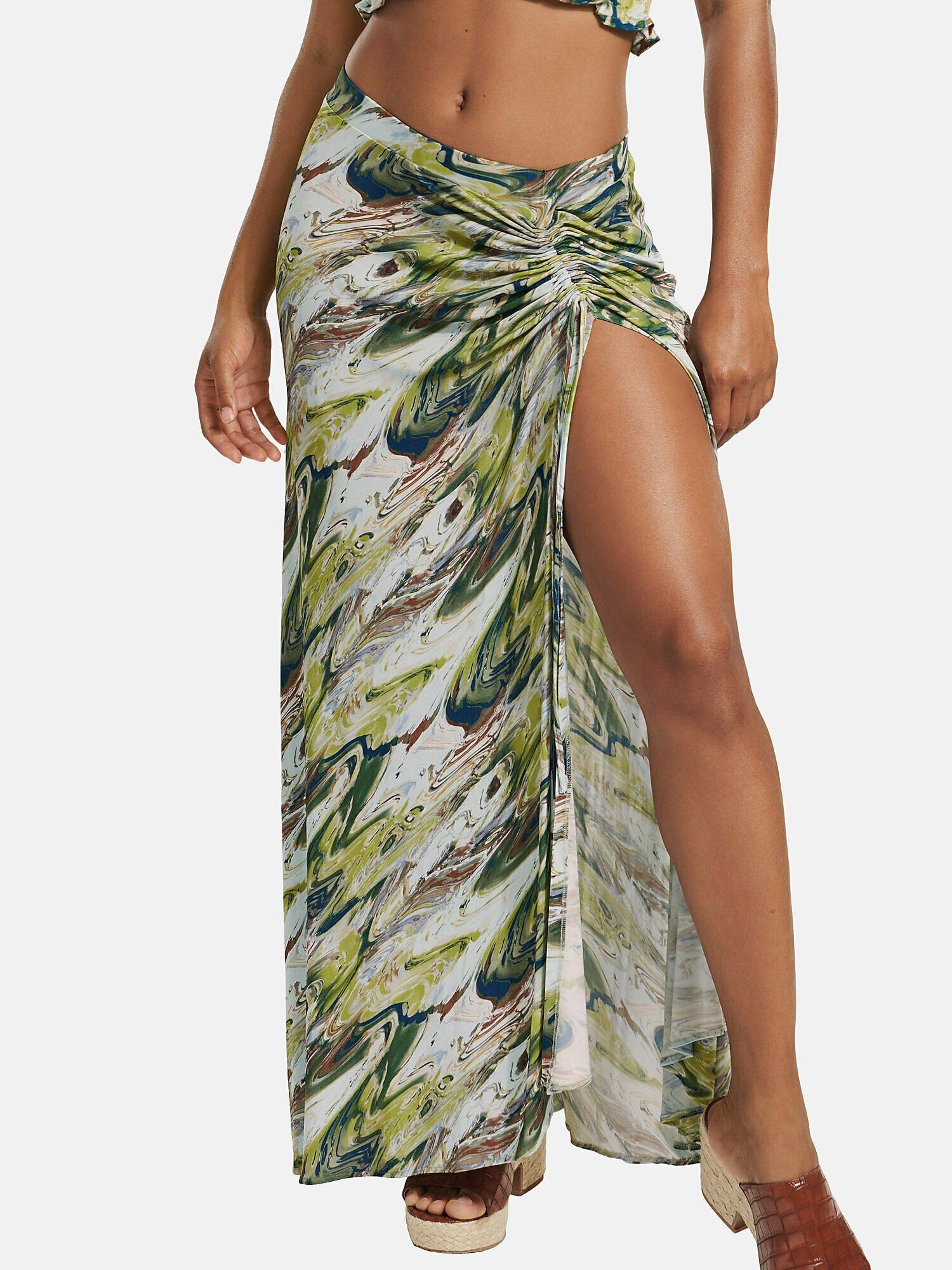 Image of Langer Sommerrock Indonesia Damen Grün M