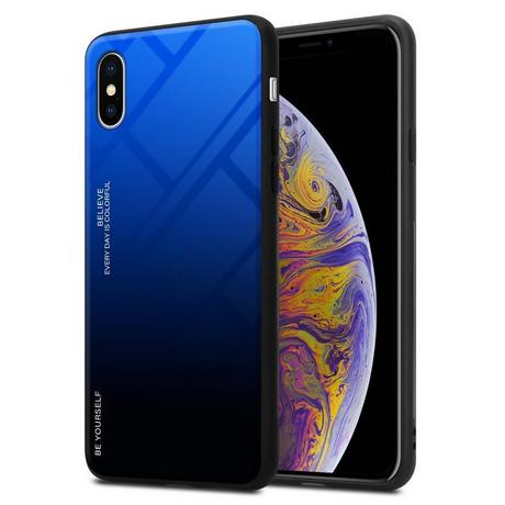 Cadorabo  Housse compatible avec Apple iPhone XS MAX - Coque de protection bicolore en silicone TPU et dos en verre trempé 