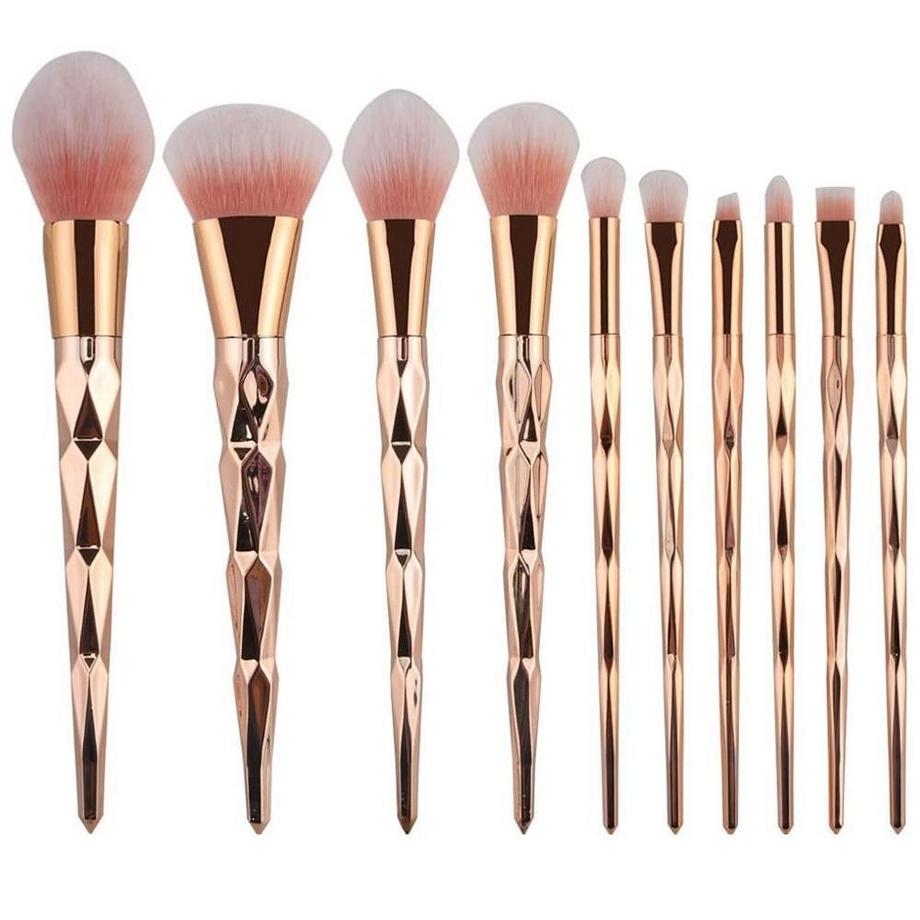 Set de pinceaux de maquillage, 10 pinceaux - Or rosé