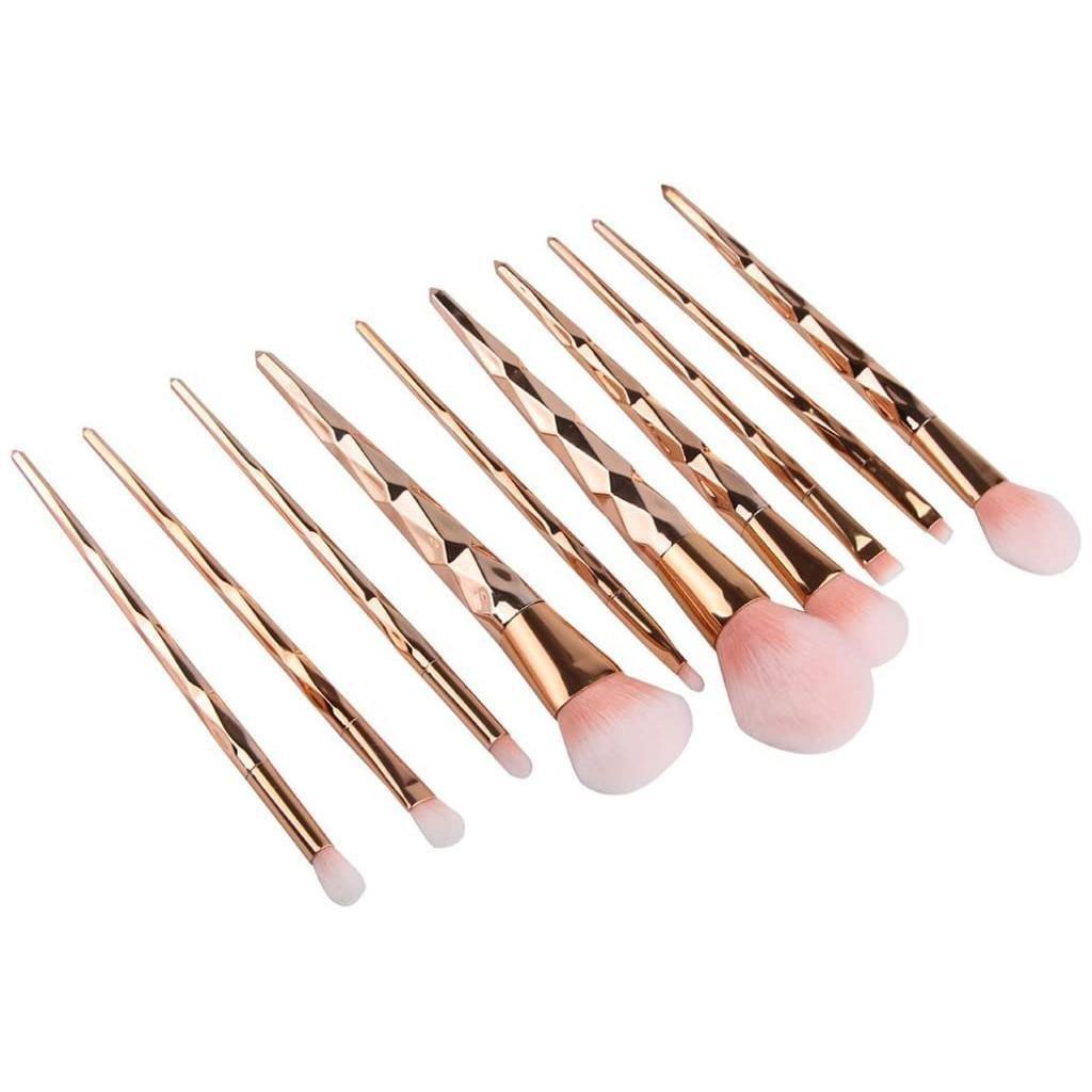 B2X  Set de pinceaux de maquillage, 10 pinceaux - Or rosé 