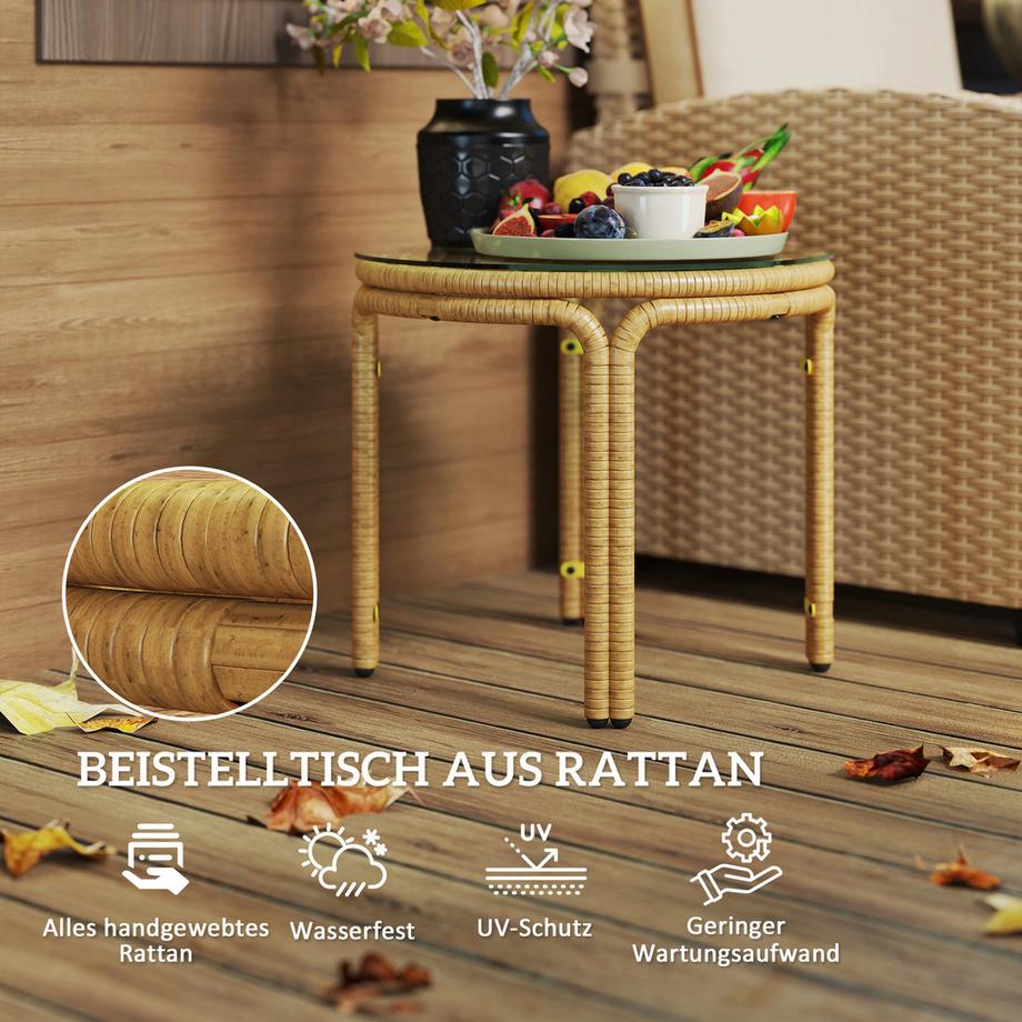 Outsunny Rattan-Beistelltisch  