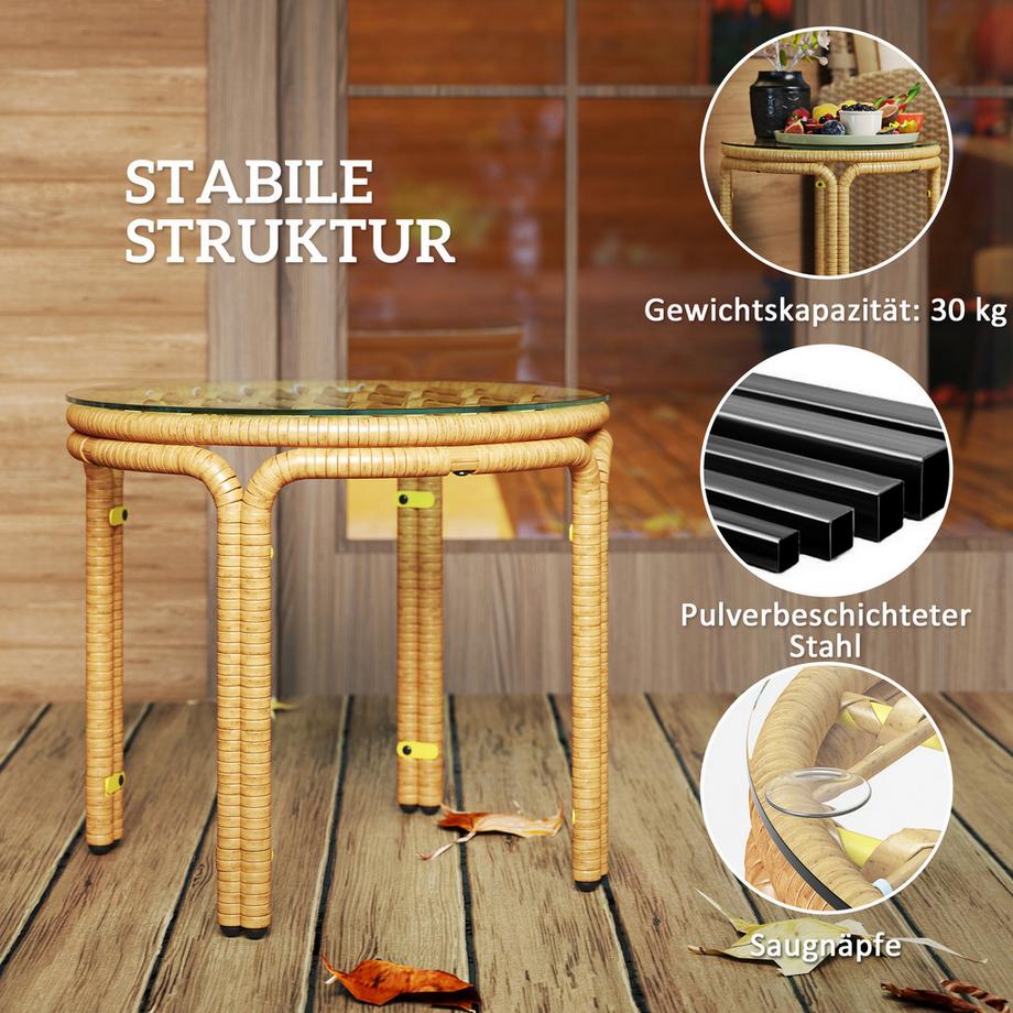 Outsunny Rattan-Beistelltisch  