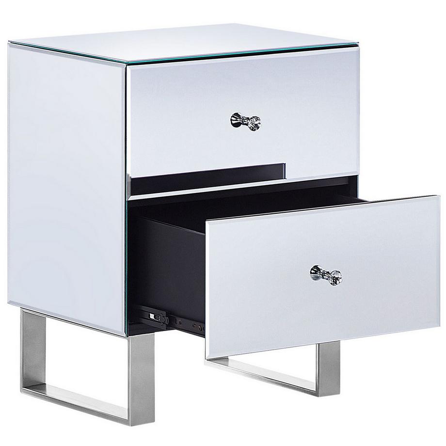Beliani Comodino 2 cassetti en Vetro Glamour NESLE  