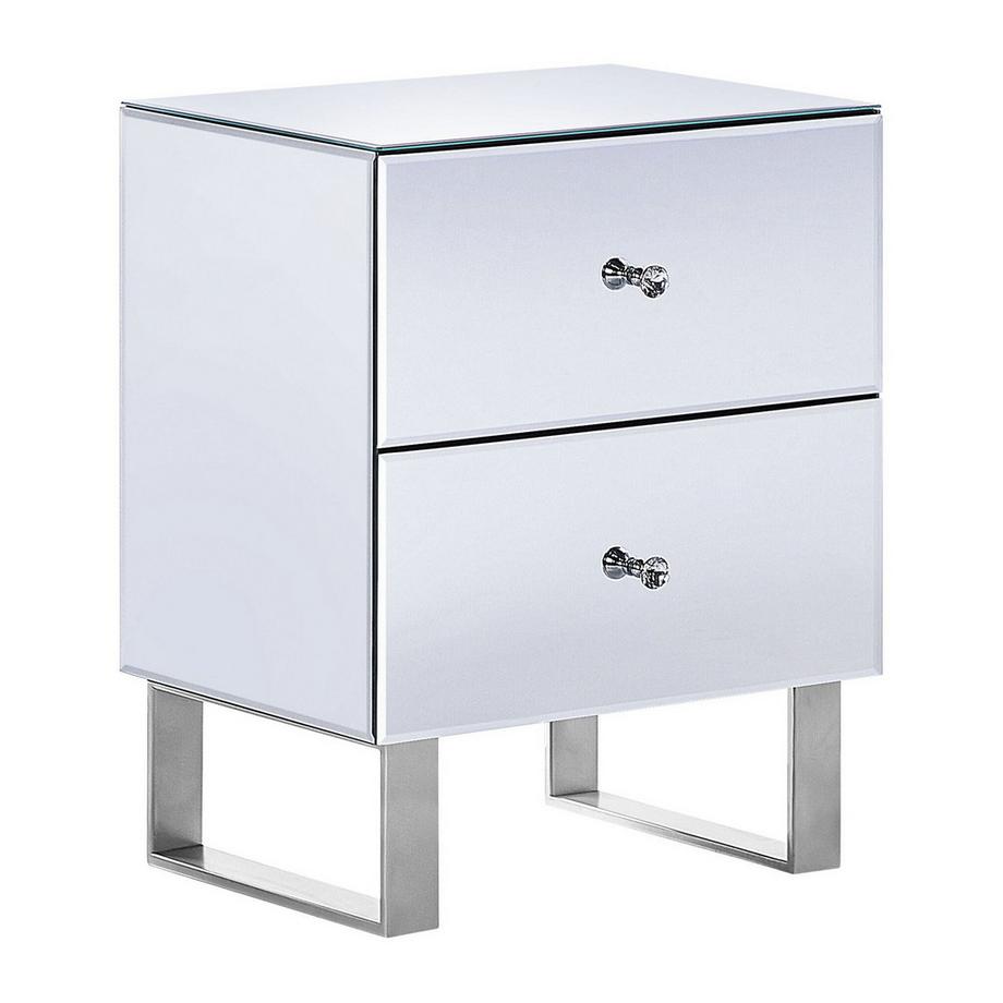 Comodino 2 cassetti en Vetro Glamour NESLE