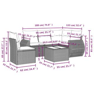 VidaXL Ensemble de canapés de jardin rotin synthétique  