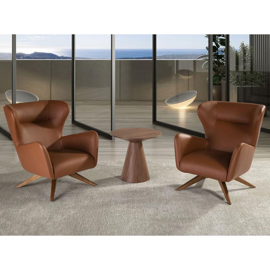 ANGEL CERDA Tavolo angolare rotondo in noce  