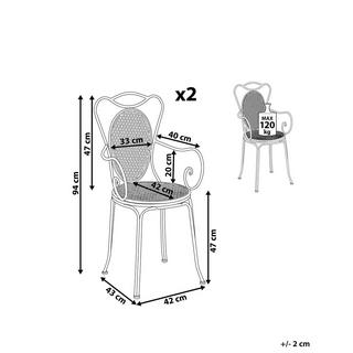 Beliani Lot de 2 chaises de jardin en Métal Rétro CILENTO  