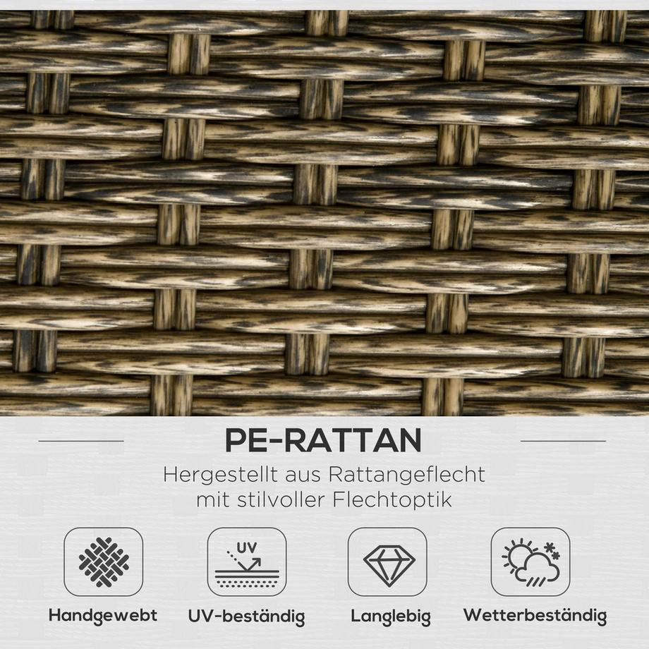 Northio  Gartenmöbel-Set 5 tlg Rattan Sitzgarnitur mit Kissen 2 Sessel 2 Couchtische 1 Doppelsofa Balkonmöbel im Boho-Stil für 4 Personen Alu Braun 