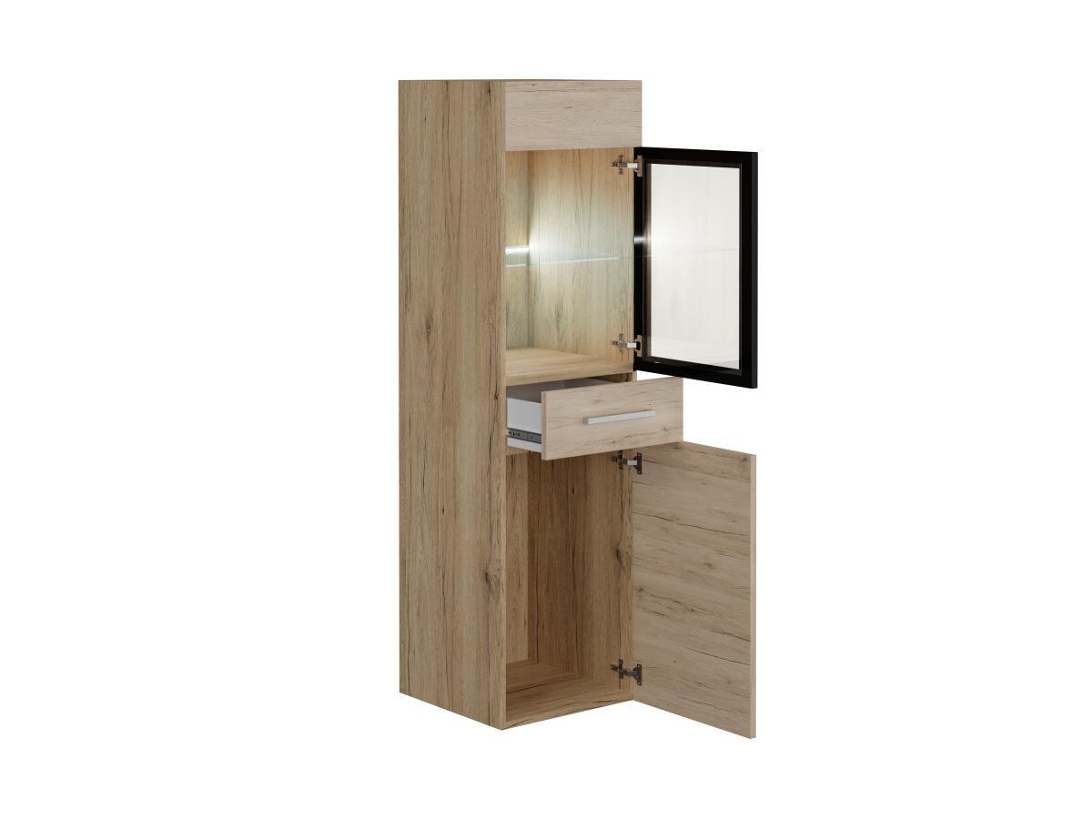 Vente-unique Colonne de salle de bain avec Leds blanches - Coloris naturel clair  - L30 x l30 x H109 cm - LAURINE II  