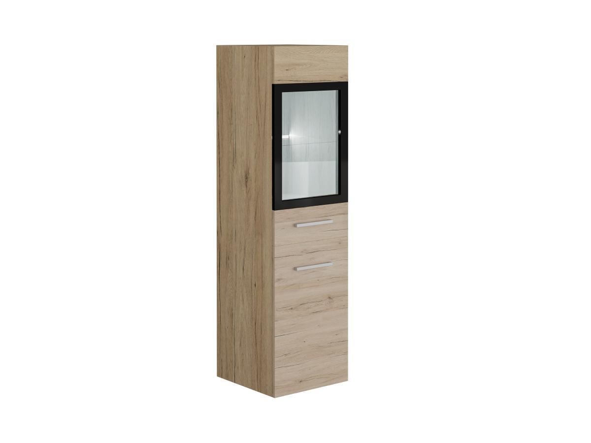 Vente-unique Colonne de salle de bain avec Leds blanches - Coloris naturel clair  - L30 x l30 x H109 cm - LAURINE II  