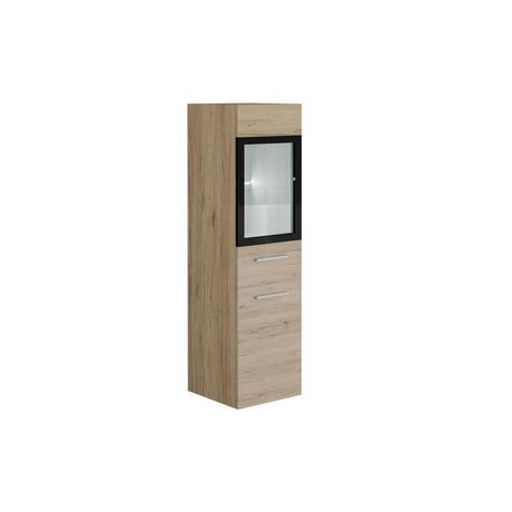 Vente-unique Colonne de salle de bain avec Leds blanches - Coloris naturel clair  - L30 x l30 x H109 cm - LAURINE II  