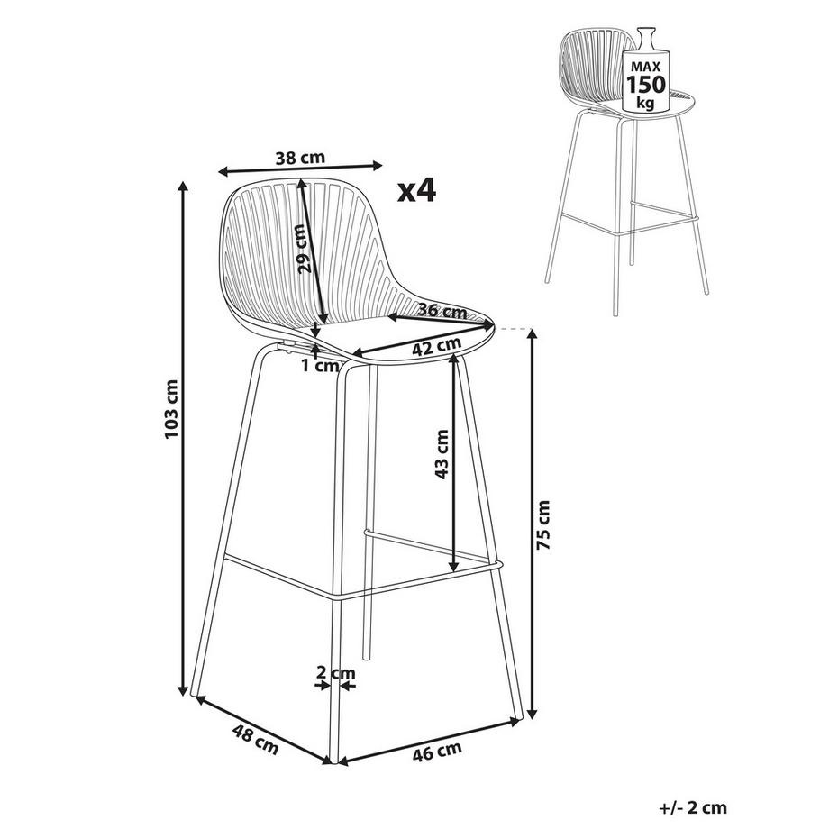 Beliani Set di 4 sedie alte en Materiale sintetico  KLEVE  