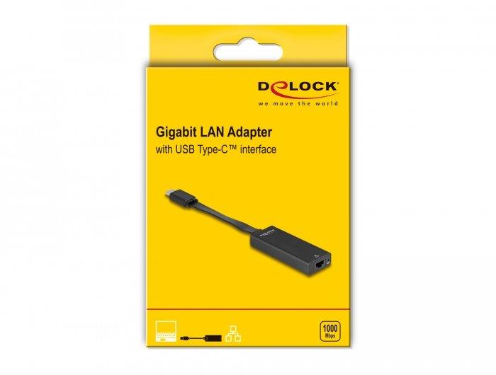 DeLock  DeLOCK 66246 Kabeladapter RJ-45 USB C Schwarz 