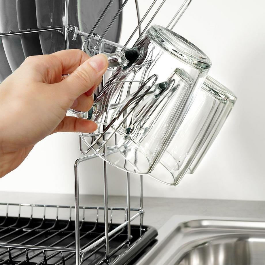 NAVA  Égouttoir à vaisselle à deux niveaux pour assiettes, tasses et couverts 