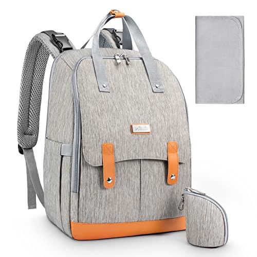 Image of Baby-wickeltaschen-rucksack, Wickelrucksack, Multifunktional, Große Kapazität, Babytasche, Reiserucksack Mit Wickelunterlage Und Schnullerhalter Unisex Grau ONE SIZE