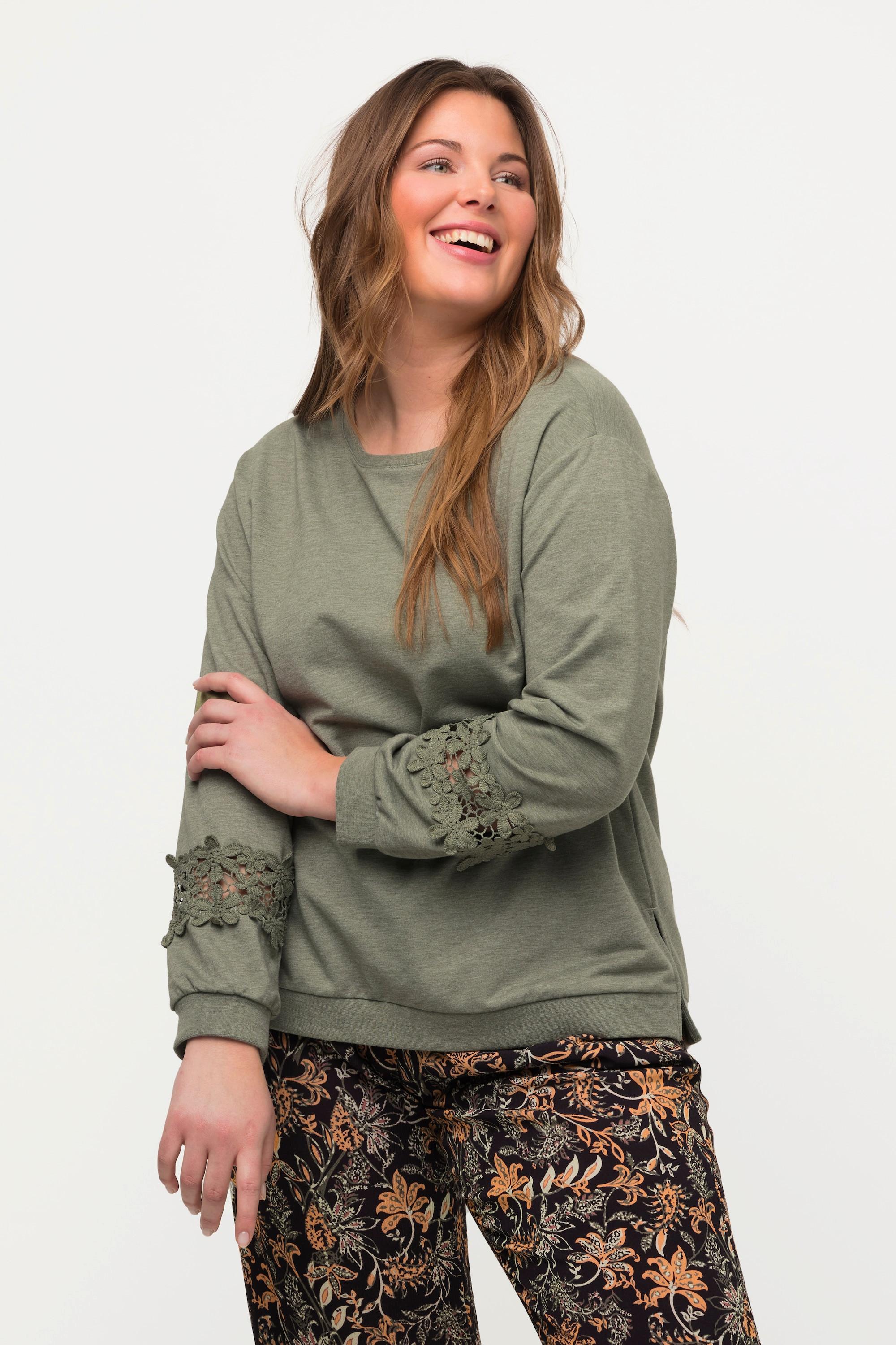 Ulla Popken  Sweatshirt, Spitze, Rundhals, Langarm 