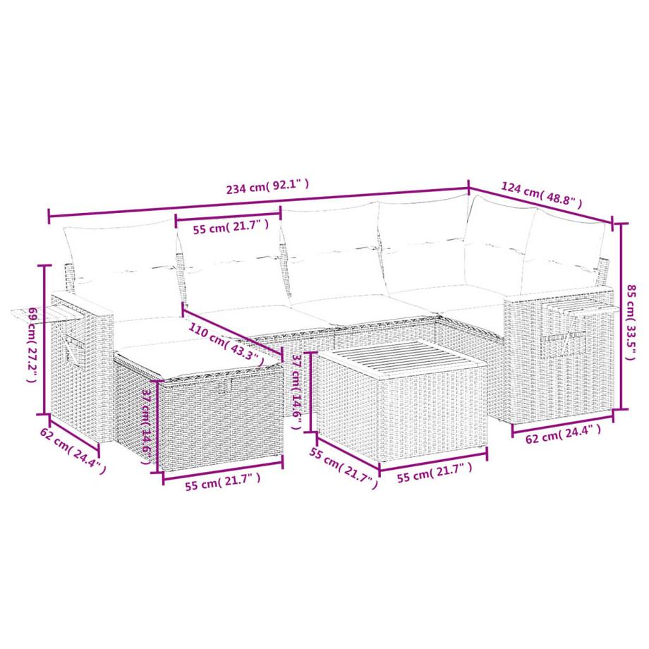 VidaXL set divano da giardino Polirattan  