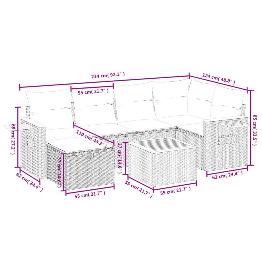 VidaXL set divano da giardino Polirattan  