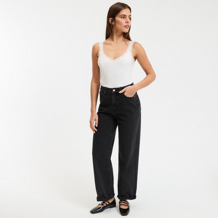 La Redoute Collections Top con scollo a V e dettagli in pizzo  