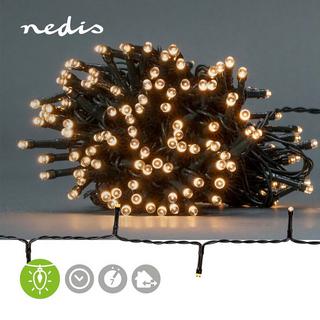 Nedis Lumières de Noël | Guirlande | 192 LED's | Blanc chaud | 14.40 m | Effets de lumière : 7 | Intérieur ou extérieur | Alimentée par piles  
