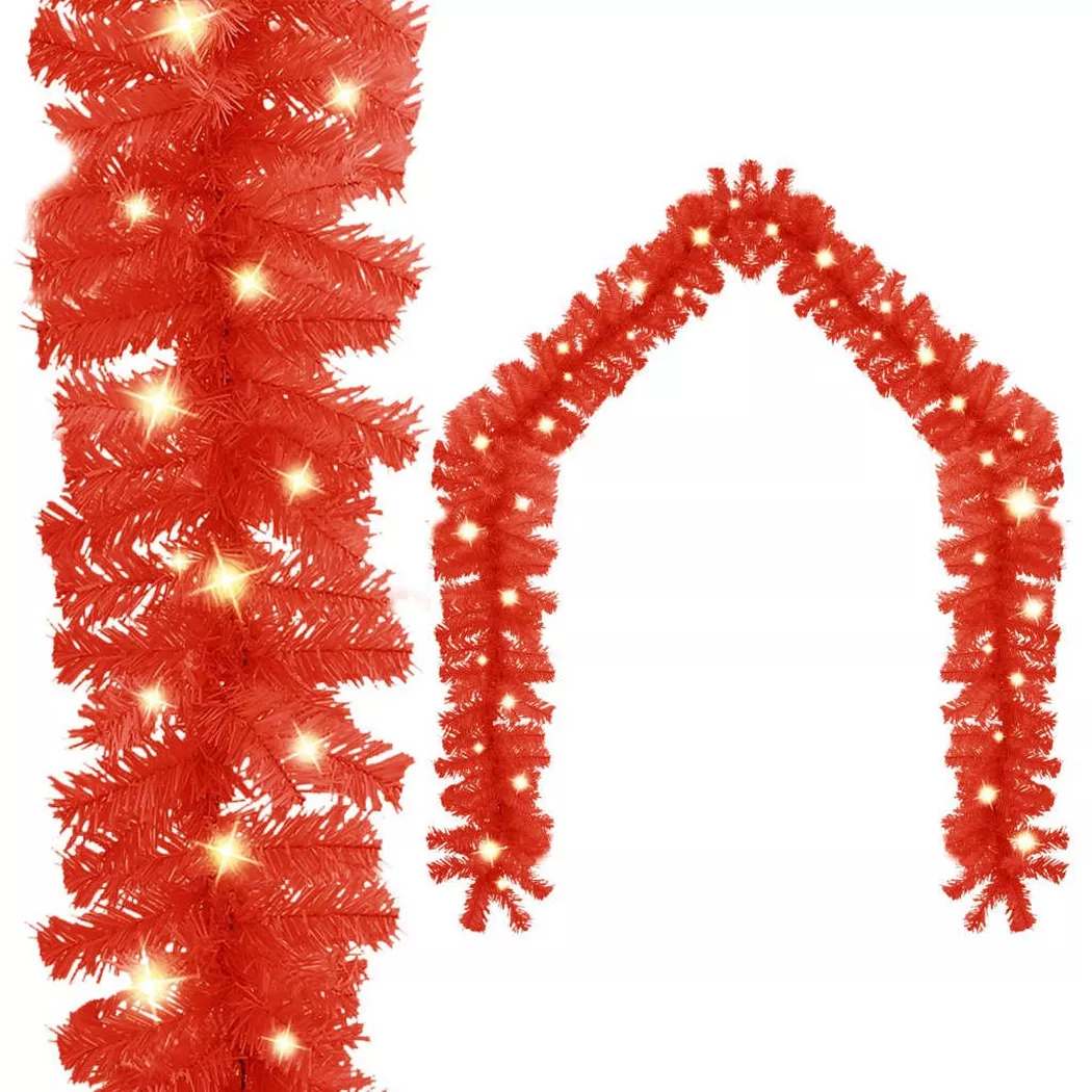 vidaXL Weihnachtsgirlande mit LED 5 m Rot